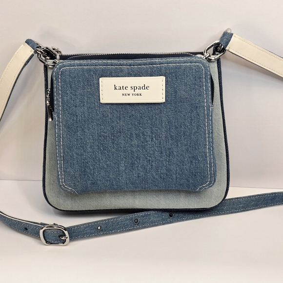 NEW Kate Spade New York Label Colorblocked Denim 3 in 1 Crossbody NWT - Picture 1 of 16